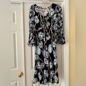 Diane Von Furstenberg Black, Floral Patterned  (Blue and Green) Dress - XXS